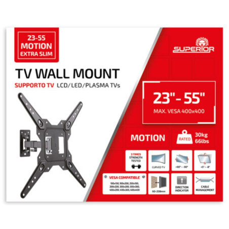 Support mural TV inclinable extra-plat Superior Electronics SUPSTV017 – 23″ à 55″ VESA 400×400