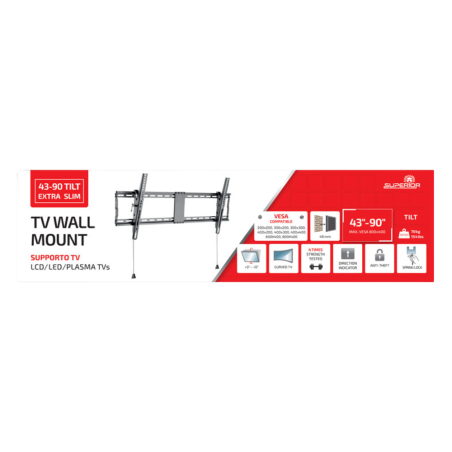 Support mural TV inclinable extra-plat antivol Superior Electronics SUPSTV021 – 43″ à 90″