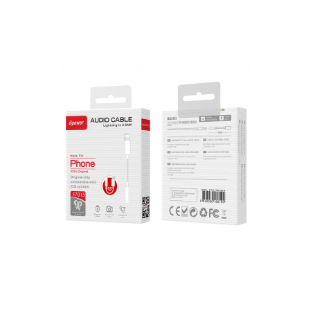 Adaptateur Lightning / Jack 3.5mm - D-power F7015 - Blanc - Alimentati