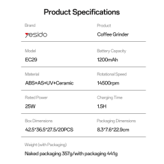 Moulin à café électrique Yesido EC29 | Smarty