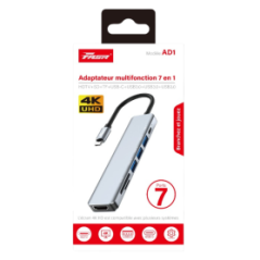 Adaptateur Multifonction 7-en-1 Type-C vers HDTV / SD / TF / USB-C / U