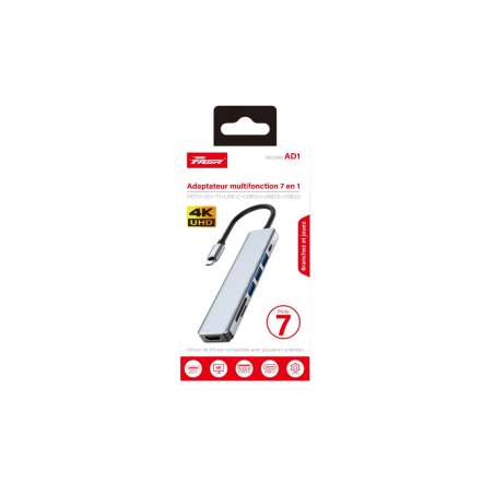 Adaptateur Multifonction 7-en-1 USB-C vers HDTV / SD / TF / USB-C / USB - FASR AD1 | Smarty Paris