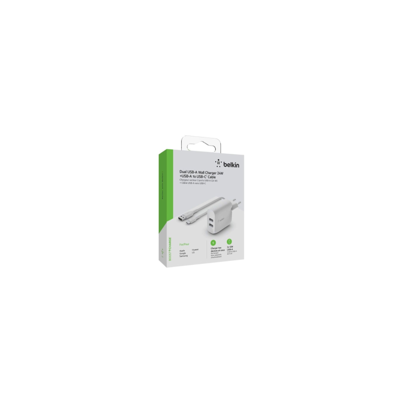 Adaptateur Secteur / Câble USB-C Vers USB-A 24W BELKIN - WCE001VF1MWH