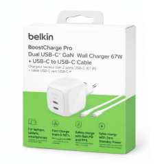 Adaptateur Secteur 2 Ports / Câble USB-C 67W 2m BELKIN - WCH