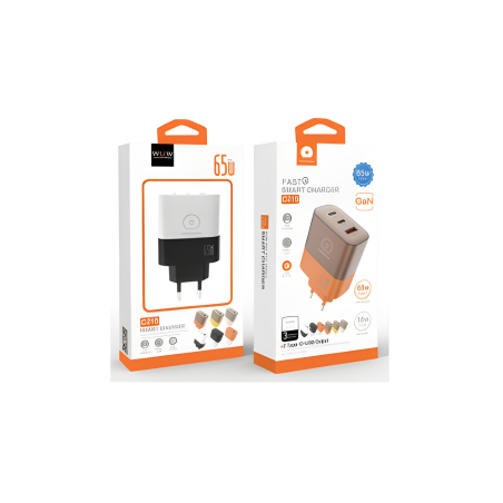 Adaptateur secteur 3 Ports USB + USB-C 65W Couleur - C215 (WUW) | Smarty Paris