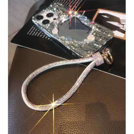Collier de téléphone ECO en strass – crochet métal, carte transparente Or