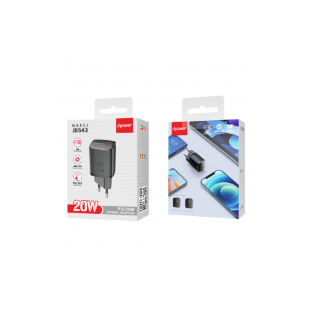 Adaptateur Secteur Type-C - D-power J8543 - Noir - Alimentation Réf. A1