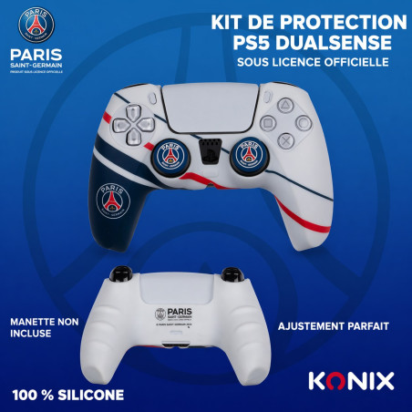 Kit de protection en silicone Konix pour manette PS5 – Édition PSG Blanc
