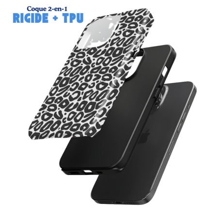 Coque de protection magnétique double couche ECO – Imprimé léopard noir