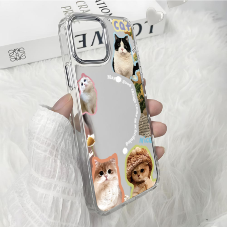 Coque silicone miroir ECO – Image de chat pour iPhone