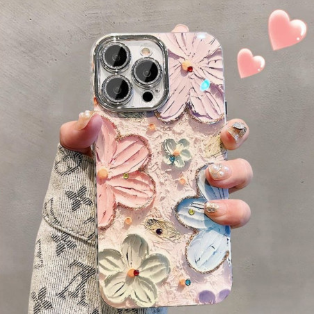 Coque TPU ECO pour iPhone – Fleurs de bégonia colorées, protection lentille