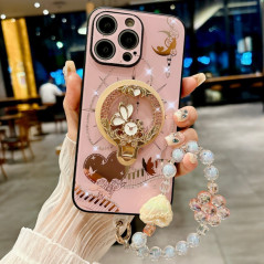 Coque iPhone magnétique rose bracelet perlé | Smarty