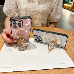 Coque iPhone magnétique rose bracelet perlé | Smarty