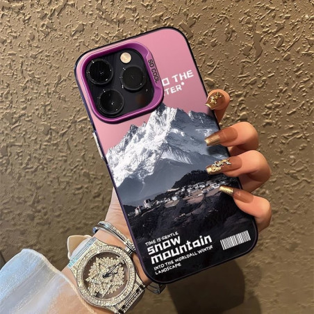 Coque ECO Montagne enneigée pour iPhone – PC violet