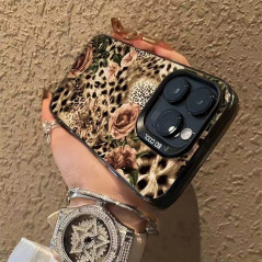 Black Floral Leopard iPhone Case
