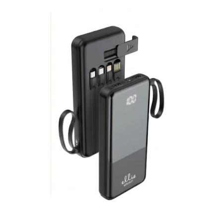 Batterie externe Ellietech PB316 – 10 000 mAh avec câbles intégrés Noir