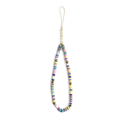 Sangle de téléphone Heishi et perles multicolore élégante av