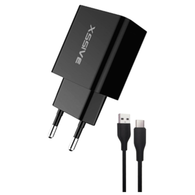 Fast USB charger XSSIVE XSS-AC61B2IN1 – 18W with USB to USB-C cable