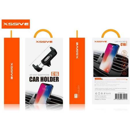 Support voiture smartphone XSSIVE XSS-C16 – grille d’aération universel Noir