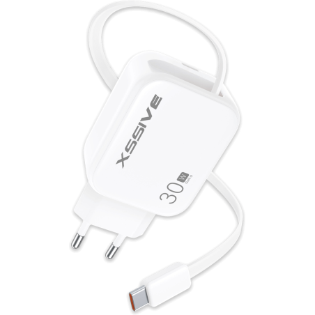Fast Charger XSSIVE XSS-AC79 – 30W White Retractable USB-C