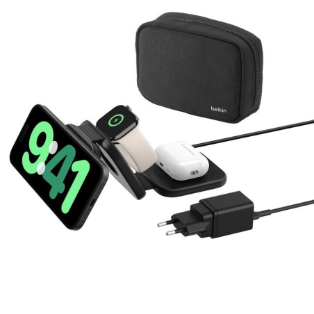 Belkin Portable Qi2 3-in-1 Charging Station – 15W WIZ024vfBK