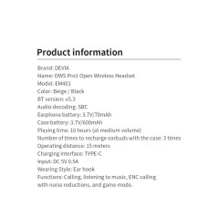 Écouteurs Devia OWS Pro1 EM401 or | Smarty