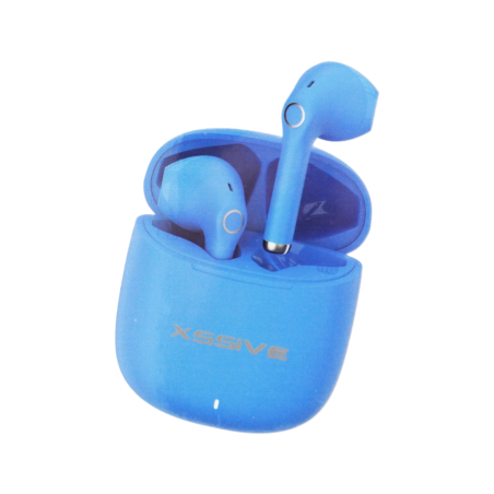Écouteurs Bluetooth XSSIVE XSS-TWS6GR – Bleu avec boîtier de chargement