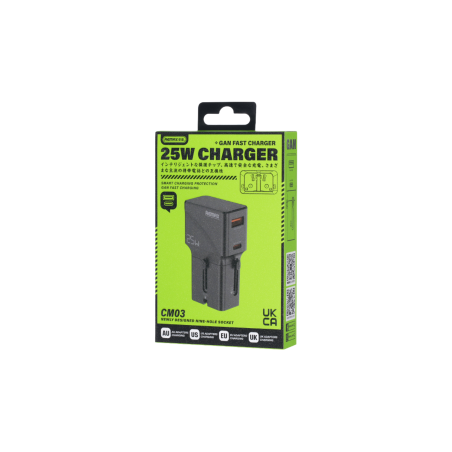 Chargeur GaN Multi Fonctions USB-C 25W REMAX CM03 - UK+EU+US/AU - Noir
