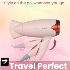 Sèche-cheveux pliable VGR V428 vert double tension | Smarty