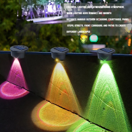Lampe solaire murale et de marche ECO – 1 LED 3W noire lumière chaude 4 pièces