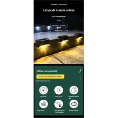 Lampe solaire murale 3W lumière chaude 4 pcs