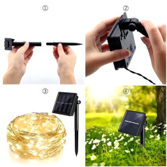 Guirlande solaire LED étoiles 100 LED 12 m | Smarty