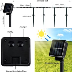 Guirlande solaire LED étoiles 100 LED 12 m | Smarty