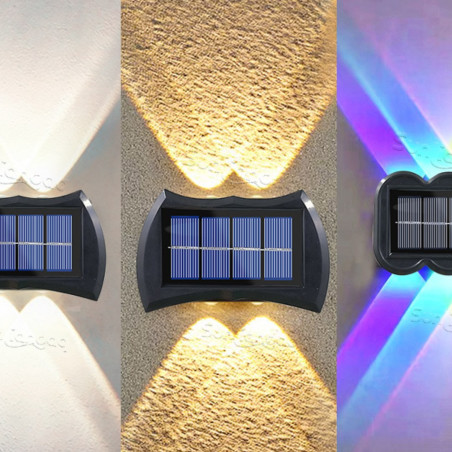 Lampe solaire murale décorative ECO – 2 LED haut-bas 4 pièces