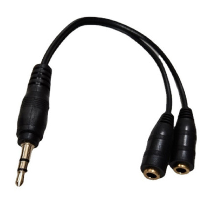 Câble audio ECO Jack 3,5 mm mâle vers 2 x Jack 3,5 mm femelle – 19,5 cm, Noir