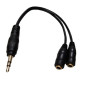 Audio Cable ECO 3.5 mm Male to 2 x 3.5 mm Female – 19.5 cm, Black Audio Cable ECO 3.5 mm Male to 2 x 3.5 mm Female – 19.5 cm, Black