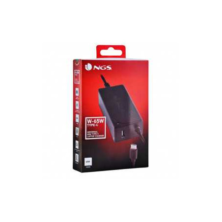 Chargeur Universel NGS 65 W Type C pour Ordinateur Portable - Noir - A