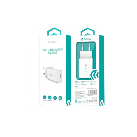 Chargeur V3 - Devia Smart Series - EU 10W 5V 2A 1USB - Blanc - Aliment
