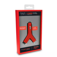 Chargeur allume-cigare USB*2 2.1A TYLT - Rouge - Alimentation Réf. A206