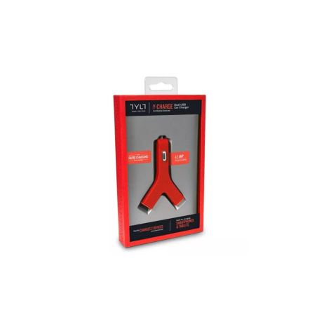 Chargeur allume-cigare USB*2 2.1A TYLT - Rouge - Alimentation Réf. A206