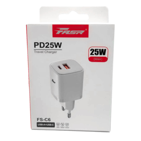 Chargeur Type-C + USB 25W Fasr FS-C6 | Smarty Paris 18e