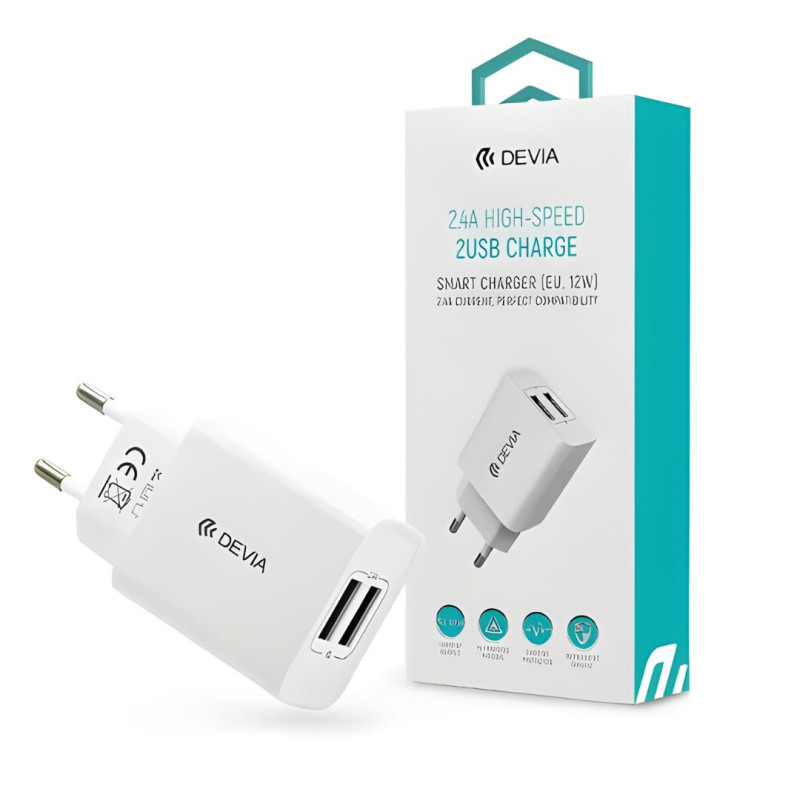 Chargeur USB Devia Smart Series – kit double port 12 W Chargeur USB Devia Smart Series – kit double port 12 W