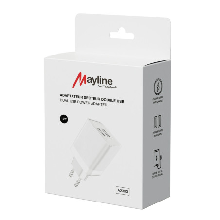 Chargeur secteur Mayline double USB 12W