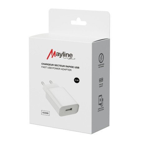 Chargeur secteur Mayline – USB 2,4 A 12W