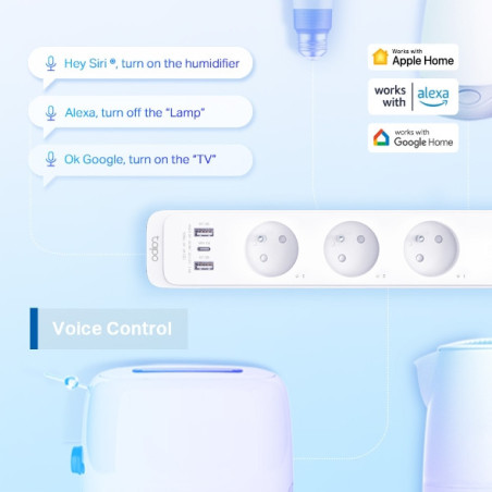 Bloc multiprise connectée TP-Link Tapo P300 – Wi-Fi 2 USB-A + 1 USB-C Blanc