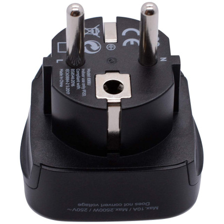 Adaptateur prise ECO – UK vers EU 3250W 13A 250V Noir