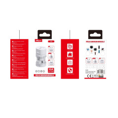 Adaptateur secteur universel FASR AD6 – Prises UK/AU/US/EU 10A Blanc