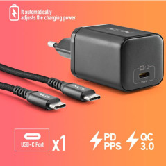 Laptop Charger NGS BUD 65W-H – 65W USB-C 1.5m 8 HP tips black