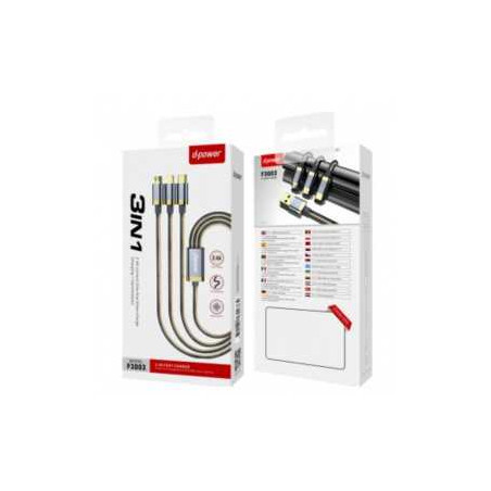 Câble 3 en 1 USB vers Lightning / Micro / Type-C - D-Power F3003 - Ble