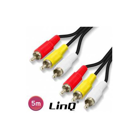 Câble Audio 3 RCA Mâles / 3 RCA Mâles Nylon Tressé 5m LinQ 3R50 - Alim